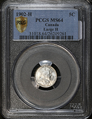 1902 - H 5 Cents MS65